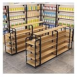 Estantería de grado comercial, estantes de supermercado, armario central de isla, estantería de garaje resistente, para tiendas, supermercados, farmacias, garajes (negro-A, 60 x 30 x 123 cm)