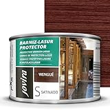 JOVIRA PINTURAS. BARNIZ LASUR PROTECTOR SATINADO (7 colores) Protege, decora y embellece todo tipo de madera (375 Mililitros, Wengue)