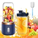 Batidora de Vaso Portatil, TGKYK 400ML Mini Licuadora Portatil con Vasos, Cepillos y 6 Cuchillas, Cargador USB Batidora Portatil Batidos para la Preparación de Batidos, Zumos, Smoothies