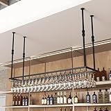 YDEHUEAD Soportes para Copas de Vino de Metal, Estante Colgar Copas de Vino Estante para, Colgador de Copas Invertido, Colgador Copas con Tallo para Familia, Restaurante,Hotel Bar (Negro, 60 * 35cm)