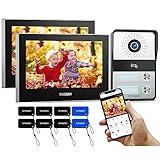 TMEZON Videoportero WiFi 2 Hilos,1080P IP Sistema de intercomunicación con 7 zoll Monitor,Pantalla táctil,Desbloqueo por aplicación/Tarjeta,Instantánea/Grabación,Tuya Smart,para 2 familias