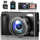 Camara Digital 4K 48MP Autofocus Cámara de Fotos con Zoom Digital 16x Pantalla Plegable 180, Cámara Vlogging con Tarjeta de 32 GB, 2 Baterías y Estación de Carga para Adolescentes, Principiantes