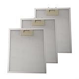 3 filtros de grasa para campana extractora RANGEMASTER de metal de 300 x 250 mm, malla de aluminio, filtración de 5 capas, lavable, accesorios de ventilador de cocina, ajuste