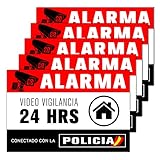 Cartel videovigilancia - Placa alarma conectada - Carteles zona videovigilada - Aviso a la policía 20x15 cm pvc (5 piezas)