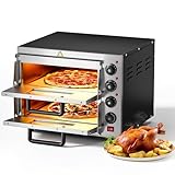 Horno para pizzas con 2 niveles 3000W acero inoxidable piedra de cordierita accesorios de cocina