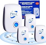 Repelente Ultrasónico de Plagas, 4 Pack Electrónico Repelente Mosquitos Control de Plagas, Repelente Ultrasónico Ratas para Anti Mosquitos, Moscas, Ratones, Cucarachas, Arañas, Roedores