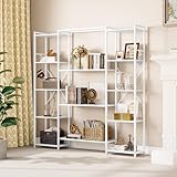 YITAHOME Estantería, Librería Industrial para Libros con 13 estantes, Estantería de pie con Estructura de Metal, Estante de Almacenamiento, para Sala de Estar, Oficina en casa, Blanco Puro