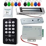 jasugKEY Kit de Sistema de Control de Acceso RFID de 125KHz con Cerradura magnética eléctrica de 180KG y Fuente de alimentación DC12V, Cerradura de Puerta Inteligente para Seguridad en el hogar