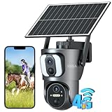 Xega 4G Camara Solar Exterior con Sim Doble Lente, 14400mAh LTE Cámara Vigilancia Inalámbrica con Batería 2K HD IP PTZ 355°/100°, Detección Humana, Visión Nocturna, Alarma de Luz y Sonido,IP66