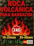 Piedra Volcánica para Barbacoas - Alta Retención de Calor - Ideal para Parrillas de Gas y Carbón - (10-25 mm / 25-50 mm) - Sacos de 3kg 5kg, 10kg, 15kg - Roca Volcánica Natural (3, 25-50 mm)