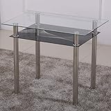 EURO TISCHE Comedor 90 x 60 – Mesa de Cocina Comedor Mesa Cromo Llano Mesa Transparente de Cristal con Estante