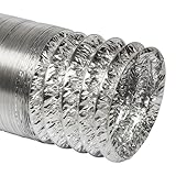 Tubo flexible de aluminio sin aislar 10m para ventilación, climatización, extractor cocina, salida de humos campana extractora.