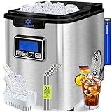 KESSER® Máquina de hacer hielo Cubitos de acero inoxidable 150W | Cubitera 12 kg 24 h | 3 tamaños cubitos | Preparación en 7 min | Tanque de agua 2,2L | Temporizador | Pantalla LCD Plata