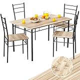 CASARIA® Mesa de Comedor con 4 Sillas Set 5 Pzs. Completo Madera Muebles Cocina Leo 110x68cm Tipo Industrial