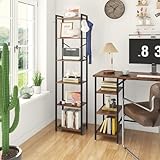 YMYNY Librería de 6 Niveles, Estantería, Biblioteca, Altura 182 cm, Estantería para Oficina, Marco Metálico, Industrial, para Sala de Estar, Estudio Oficina, Cocina, Marrón Rural HBC001H