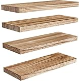 Pipishell Estanteria Pared, baldas Pared de 40 cm, Estantes de Pared de Madera de Paulownia, Estantes de Madera Juego de 4 para Baño, Dormitorio, Oficina, Salón, Cocina, etc (marrón Claro)