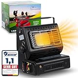 Z.M.C Calentador de gas portátil 2 en 1 y hornillo de gas con conexión LPG, calefacción de camping de 1,3 kW, calentador de gas para exteriores, calefactor portátil con encendido piezoeléctrico