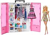 Barbie Fashionista Armario portable con muñeca incluida, ropa, complementos y accesorios de muñecas (Mattel GBK12)