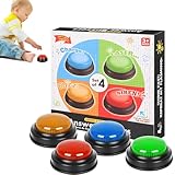 Rrlihjgu 4 Piezas Alarma De Verano, Botón De Verano,Luz Y Ruidos Buzzer De Verano con Sonido Y Luz Rápida Respuesta Botón De Respuesta Rápida, Timbre De Respuesta para Cuestionar