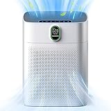 MORENTO Purificador de aire adecuado para habitaciones grandes, con sensor de calidad del aire de visualización pm2.5, filtro de aire de alta eficiencia real, entrada de aire de doble cara, 24dB