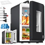 KESSER® Mini Nevera 2 en 1 de 15 l, función de refrigeración y calefacción, toma de corriente AC portátil de 220-240V/12V y encendedor, caja para mantener la temperatura, minicaja térmica, negro