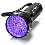 MODOAO Linterna UV de luz negra con luz UV, detector de 51 LED ultravioleta para perro/gat/cama de orina de mascotas y detección de manchas secas en alfombras/alfombras/piso