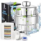 LEAZZLE Filtro de ducha de 40 etapas con vitamina C para agua dura, Filtro Ducha para Elimina Los Metales Pesados Cloro y Otros Depósitos en Agua Dura,Ablanda Agua Reduce Cloro Metales Alivia Picores
