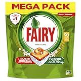 Fairy Todo En Uno Pastillas Lavavajillas, 90 cápsulas, Elimina Grasa Reseca, Detergente Lavavajillas, Fragancia Naranja, El embalaje puede variar