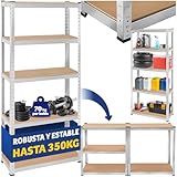 TecTake® estantería metálica de 5 estantes, Montaje versátil, Ideal para Taller, Garaje o trastero, estanteria Libros, estanteria trastero, estanteria Metalica - 30 x 75 x 180 cm 350 kg Carga Máxima