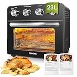 FOHERE Horno Freidora de Aire Caliente 23L, Freidora sin Aceite Horno Sobremesa de Convección con Mantener Caliente y Cronometrar, 6 Accesorios y 100 Recetas, Sin BPA ni PFOA, 1700W