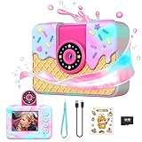 Ushining Camara Fotos Infantil, 20MP 1080P Videocámara de Acción Función de Zoom Cámara Selfie para Niños con Pantalla de 2,0 Pulgadas Tarjeta de 32GB TF, Regalo para Niños 3-12 Años, Helado