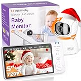 OBVHNUA Camara Vigilancia Bebe, 5'' Vigilabebes con Camara Rotación de 355°, Camara Bebe Inteligente con Visión Nocturna, VOX, Audio Bidireccional, Sensor de Temperatura y Aviso de Lactancia