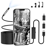 Boroscopio de Inspección de Serpiente de 5,5 mm 1920P, Endoscopio Tipo C, Cámara de Alcance con 6 Luces LED para Android e iOS Smartphone, iPhone, iPad, Samsung 5M