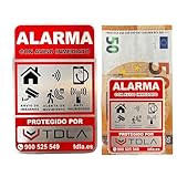 PACK 2 Tamaños - NO PARECE REAL, LO ES. Super Adhesivo y ALUMINIO. Somos empresa venta de ALARMAS Especial piso Cartel alarma disuasorio Alarma ROJO, 14x9cm y 8x6cm