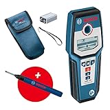 Bosch Professional Detector de pared GMS 120 (marcador de agujeros, detección máx. en madera/metal magnético/metal no magnético/cables con tensión: 38/120/80/50 mm) - Amazon Exclusive Set