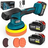 SundpeyPRO Pulidora Coche Inalambrica - 21V Pulidora Orbital Coche con 2 Baterías 4000mAh, 8 Velocidades Variables, 6000RPM, Pulidora Coche para Pulir, Encerar y Eliminar Arañazos del Coche