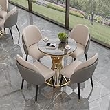 Mesa de Comedor Redonda con Sillas, Juego de Comedor con 1 Mesa y 4 Sillas de Estilo, Antecomedor Mesa Redonda para Exterior e Interior for Espacios Pequeños(Gray,80cm)