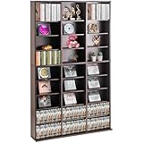 VEVOR Gabinete de Almacenamiento Multimedia Estante Ajustable para DVD de 9 Capas con Capacidad para 756 CD, 27 Compartimentos para Colecciones de Música, Película, Videojuego, Color de Café Expreso