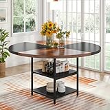 Tribesigns Mesa de Comedor Redonda para 4 Personas, 120 x 75 cm (Diámetro x Alto), Industrial, Mesa de Cocina de Madera, Mesa de Comedor Grande con Estante para el hogar, Comedor, Salón,Marrone/Nero