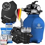 KESSER® Sistema de filtración de Arena Filtro de Arena + 700 g de Bolas de filtración reemplazan 25 kg de Arena de filtración válvula de 4 vías con indicador de presión Filtro de Piscina, Azul