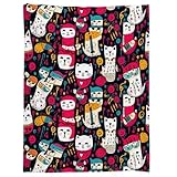 Lousrion Manta de gato, regalo para niños y adultos, suave, cálida, ligera, acogedora, con diseño de gatos kawaii, para cama, sala de estar, sofá, decoración de cumpleaños