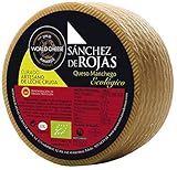 Sánchez de Rojas - Queso Manchego Curado Ecológico y Artesano de 1,8kg - Pieza Entera Cortada en Cuartos Envasada al Vacío - Queso Oveja con Leche Cruda y Sabor Intenso - Maduración 6 Meses