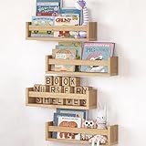 NATURE SUPPLIES Juego de 4 Estantes Flotantes de Madera Natural de 58 cm Estantes de Pared para Libros, Juguetes y Decoraciones, para Guardería y Habitación Infantil