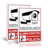 TAKULA 22 * 15CM Cartel Videovigilancia-Cartel Alarma Securitas Direct,2 Piezas Pegatinas Alarma Casa con Cuatro Orificios Pretaladrados