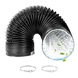 HOVCEH 150mm 6 m Manguera de Ventilación de PVC, Negro Tubo Flexible de Salida con 2 Abrazaderas Acero, Manguera de Aluminio Flexible para Campana Extractora, Climatización, Secadora Secadora