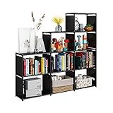 JIUYOTREE Estanterías de Cubos Estantería Modular Librería Abierta con 9 Cubos Adecuado para Estudio, Sala de Estar, Dormitorio, Negro