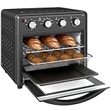 HOMCOM Horno Eléctrico Multifunción de Sobremesa Mini Horno Tostador de 30L 1600W Freidora de Aire con 7 Modos de Calor Temporizador y Temperatura Regulable 43x39x39 cm Negro