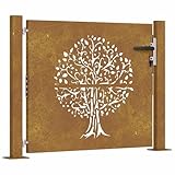 vidaXL Puerta de jardín Acero corten diseño árbol 105x80 cm