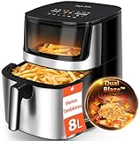 Taylor Swoden Freidora Aire 8 Litros Dual Blaze™ Air Fryer 2000W con Ventana, EvenlyCook, 10 Programas, 3 Modos, Panel Táctil, Interior Metálico, Temperadura y Tiempo Regulable, Apta para Lavavajillas