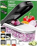 Multifuncional Cortador de Verdura Mandolina de Cocina Profesional - Manual Picador de Verduras Patatas Cebolla - Rallador Verduras y Queso - Gadgets Cocina (Compacto 6-en-1 Blanco)